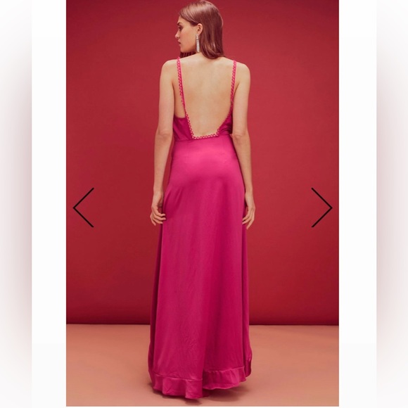 For Love & Lemons Isabella Ruffled Maxi Dress in Fuchsia Size M - Picture 10 of 16